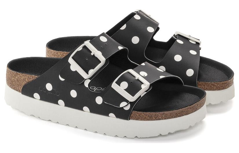 (WMNS) Birkenthtstock Arizona Platform Birko-Flor Narrow Fit 'Black White Dots' 1024598