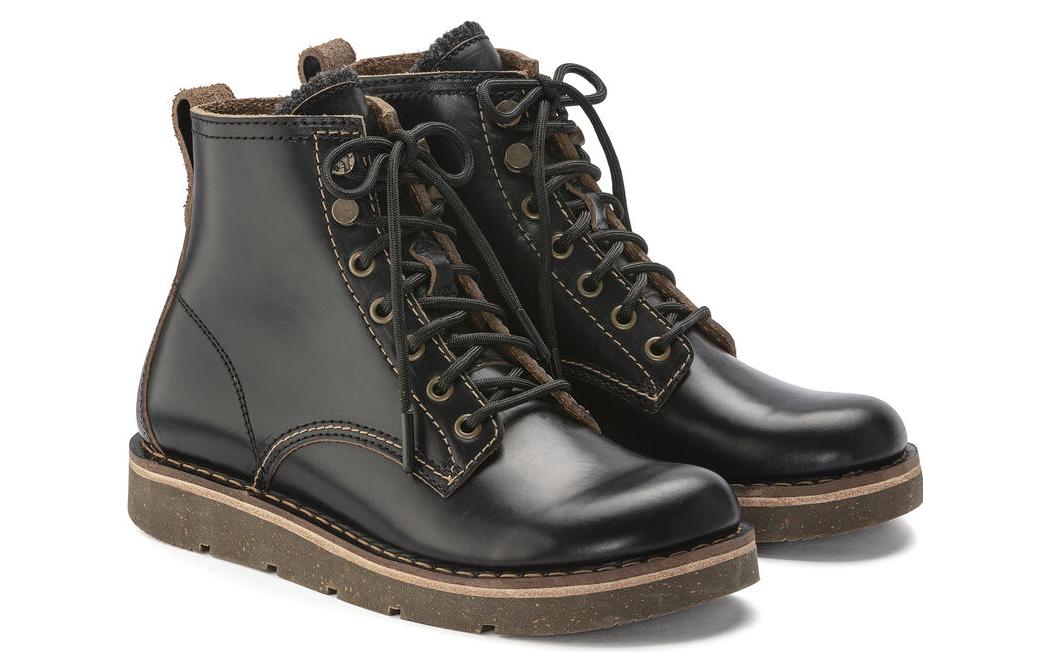 (WMNS) Birkenthtstock Birmingham Lace Women Natural Leather Oiled Narrow Fit 'Black' 1023695