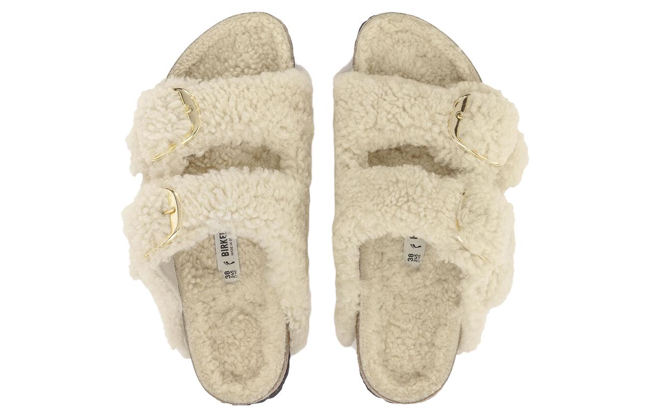 Birkenthtstock Arizona Big Buckle Shearling Narrow Fit 'Teddy Eggshell' 1023130