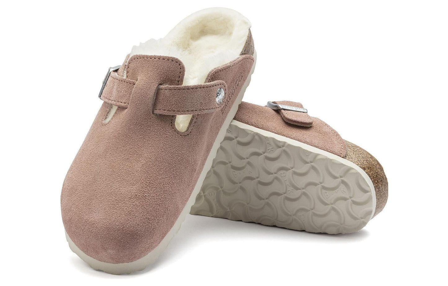 (WMNS) Birkenthtstock Boston Shearling Suede Leather Coated Narrow Fit 'Pink Clay' 1023292