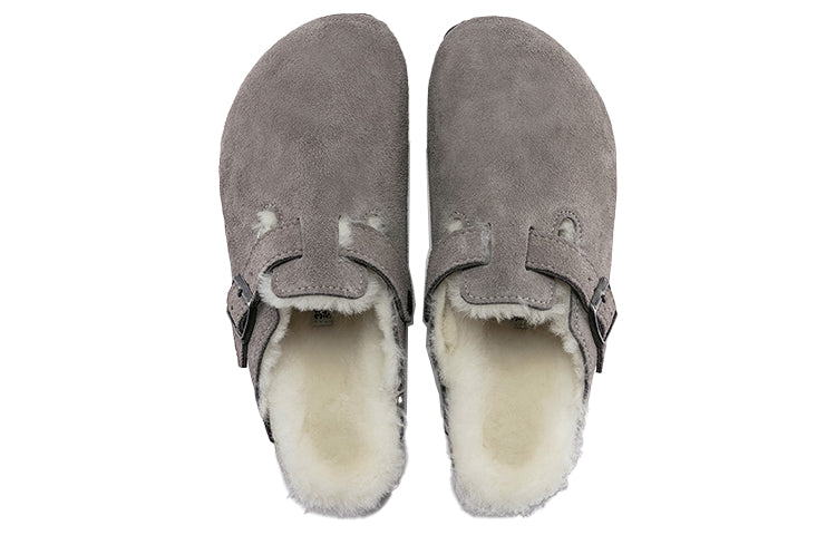 Birkenthtstock Boston Fur Narrow 'Suede Stone Coin Grey' 1017650