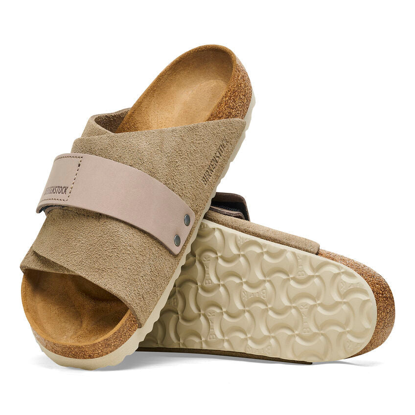Birkenthtstock Kyoto Nubuk Leather Narrow Fit Slides ' Taupe' 1015573