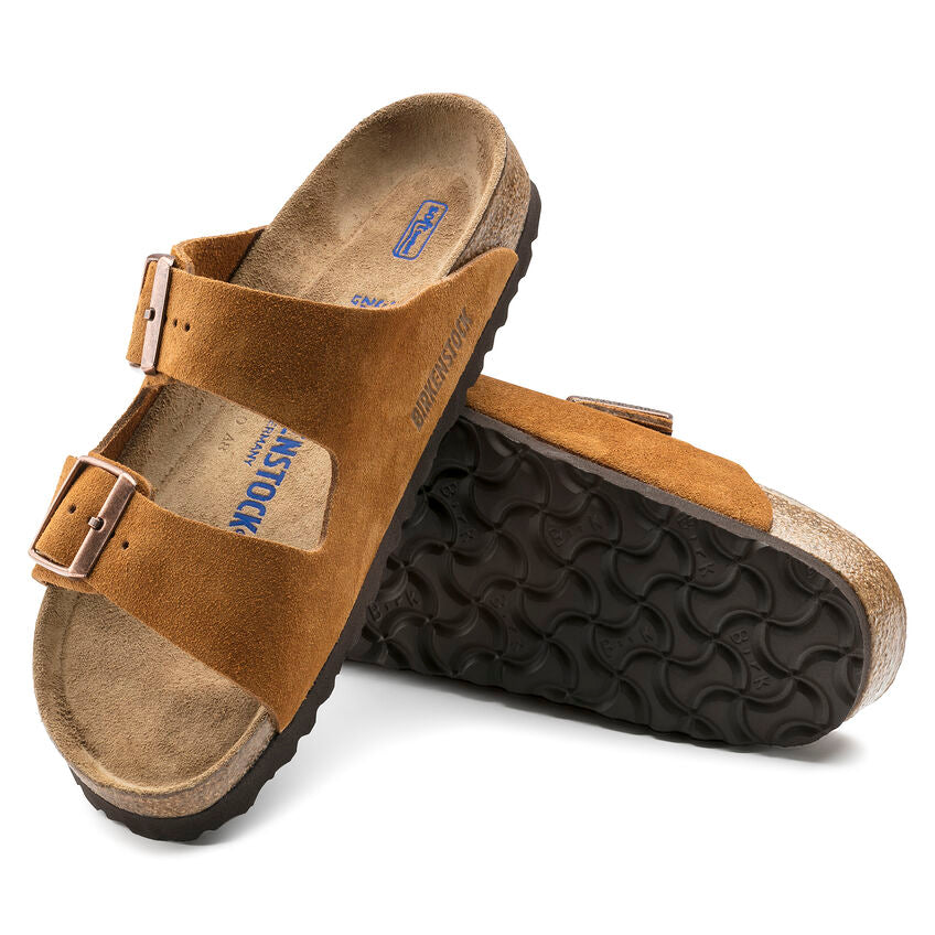 Birkenthtstock Arizona Soft Footbed Suede Leather Narrow Fit Slides 'Mink' 1009527
