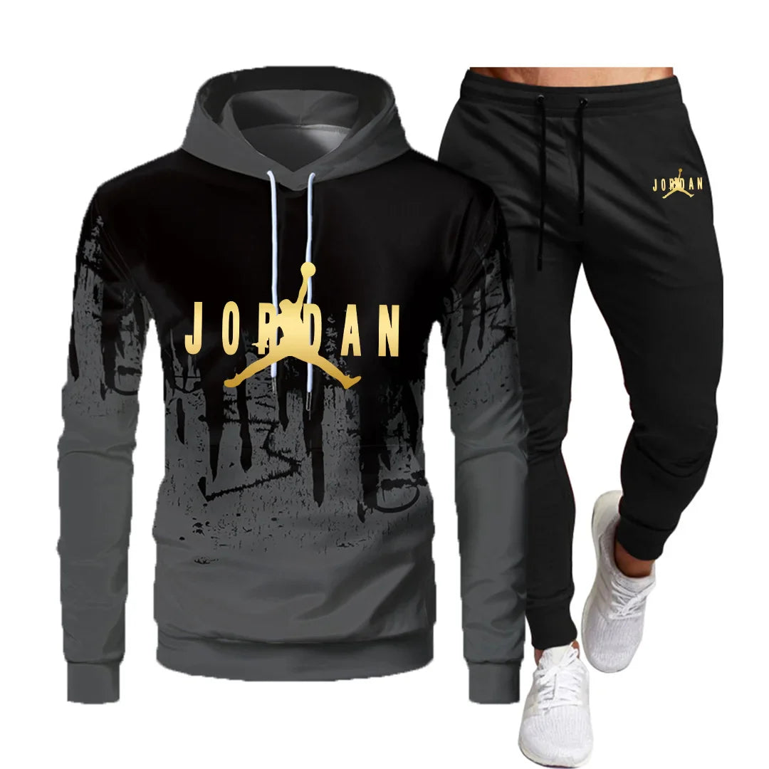 autumn and winter new fleece splashed ink 3D hooded sweater