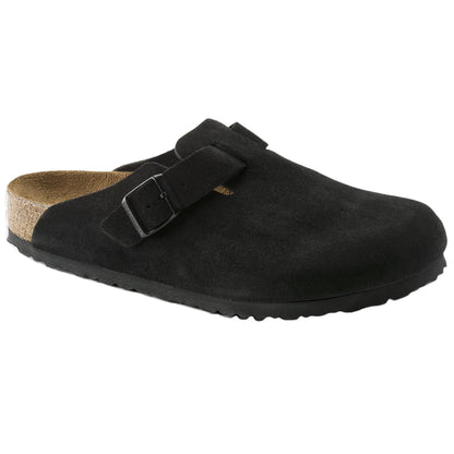 Birkenthtstock Boston Soft Footbed Suede Leather Sandals 'Black' 0660471