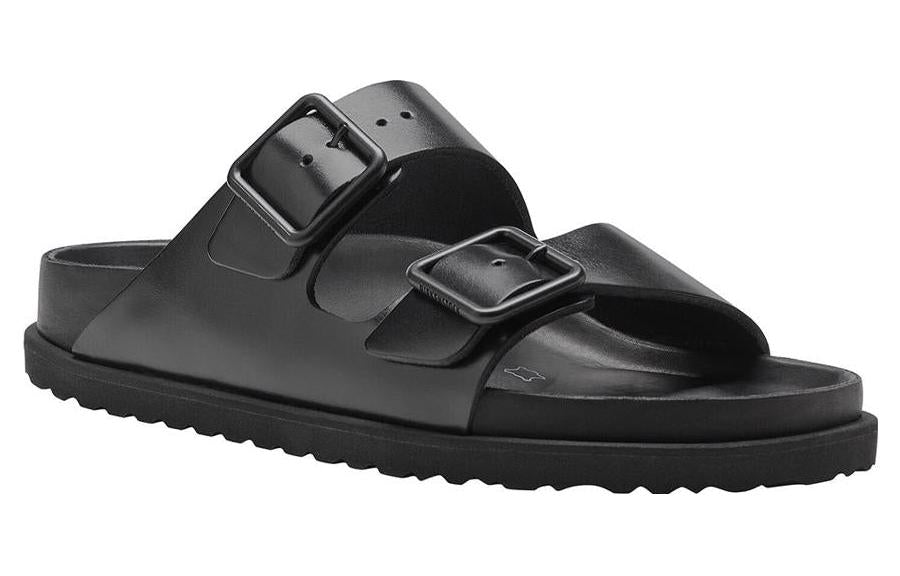 Birkenthtstock Arizona Double-Buckle Slip-On Leather Sandals 'Black' 1025918