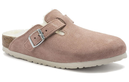 (WMNS) Birkenthtstock Boston Shearling Suede Leather Coated Narrow Fit 'Pink Clay' 1023292
