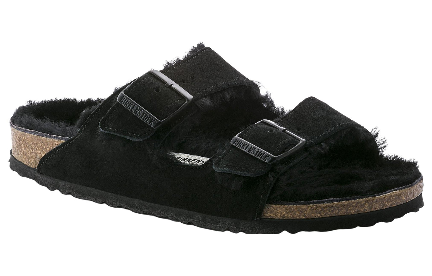 Birkenthtstock Arizona Shearling Suede Leather Narrow Fit 'Black' 0752663