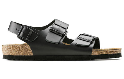 Birkenthtstock Milano Series Cowhide Sandals Black Version Unisex 34191