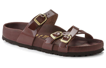 (WMNS) Birkenthtstock Franca Natural Leather Patent Narrow Fit 'High Shine Chocolate' 1021520