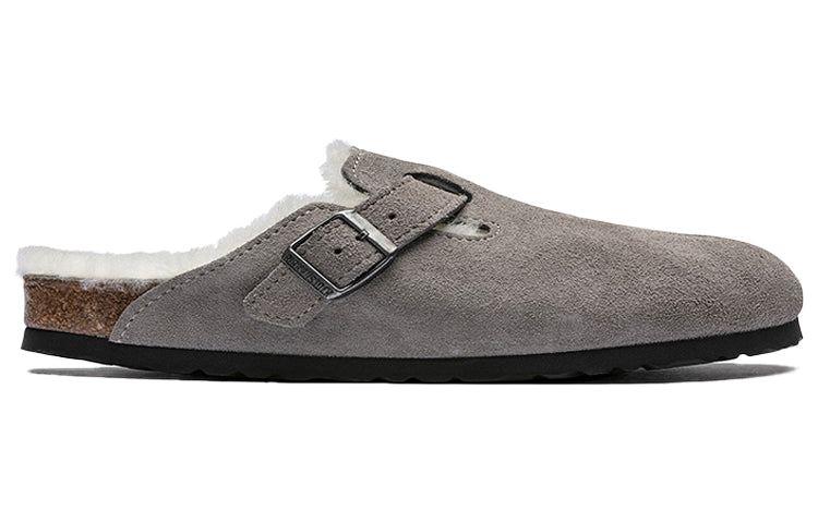Birkenthtstock Boston Fur Narrow 'Suede Stone Coin Grey' 1017650