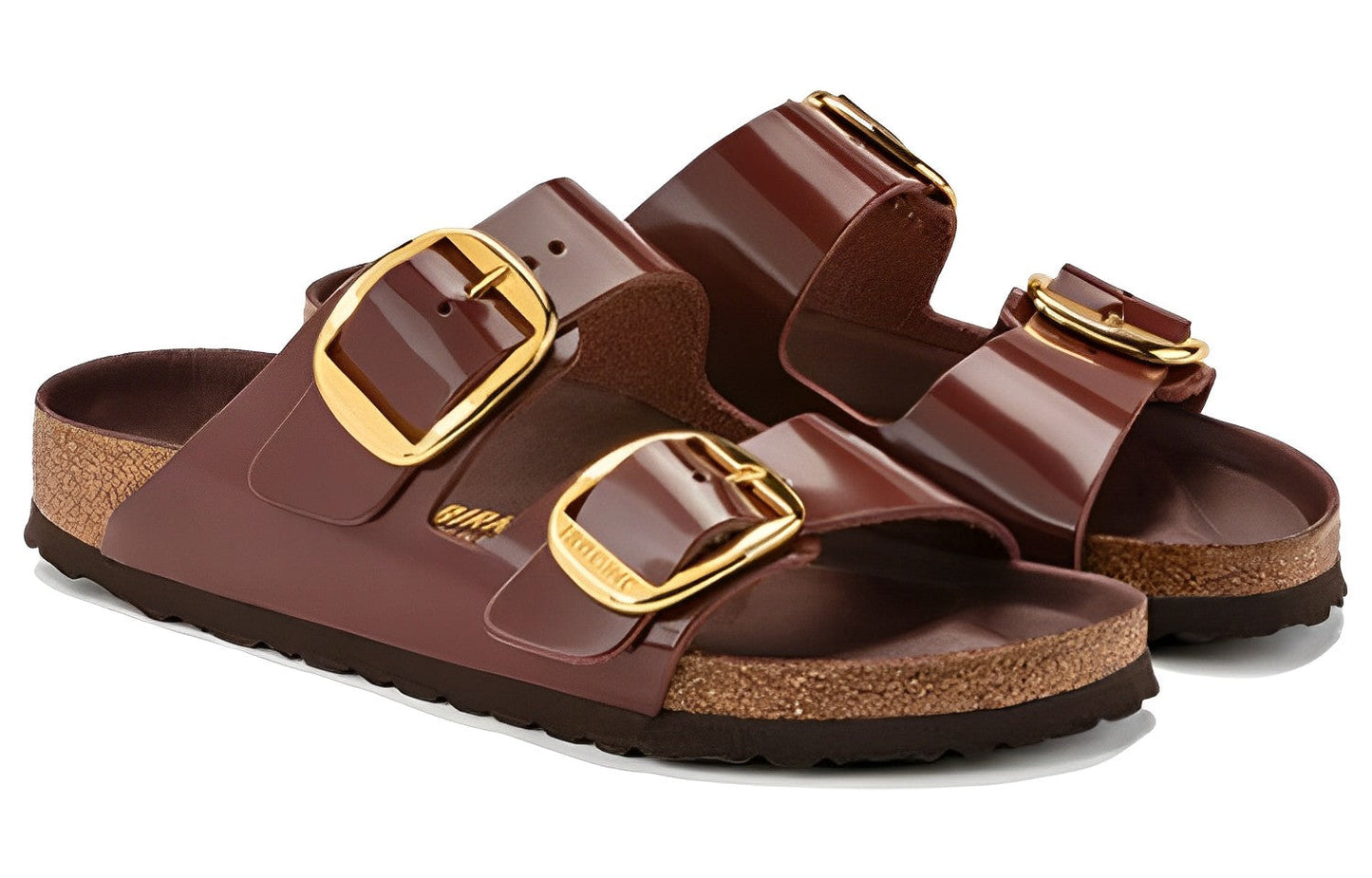 (WMNS) Birkenthtstock Arizona Big Buckle Natural Leather Patent 'Clay Dark brown' 1021388