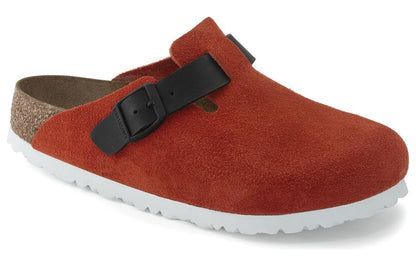 Birkenthtstock Boston Suede Leather/Birko-Flor Narrow Fit 'Tomato/Black' 1025971