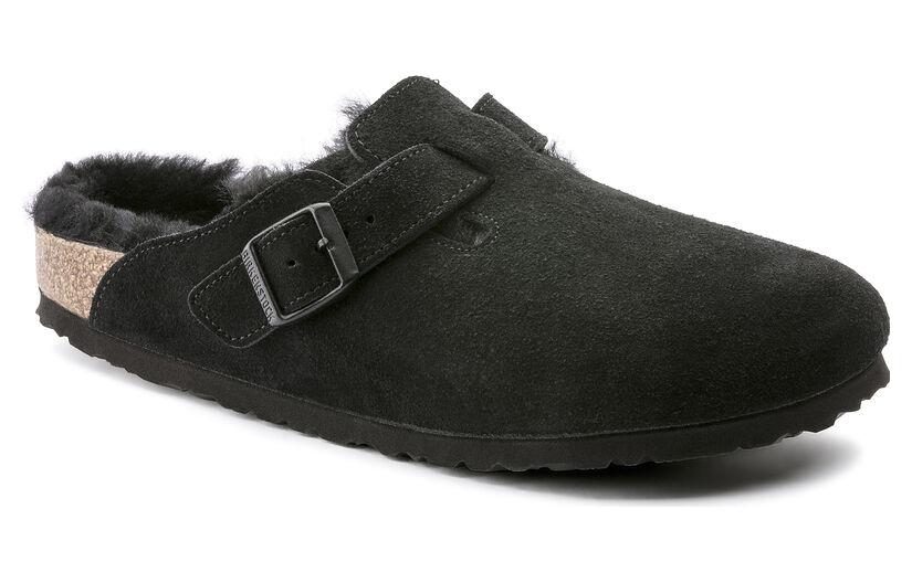 Birkenthtstock Boston Shearling Narrow 'Suede Black' 0259883