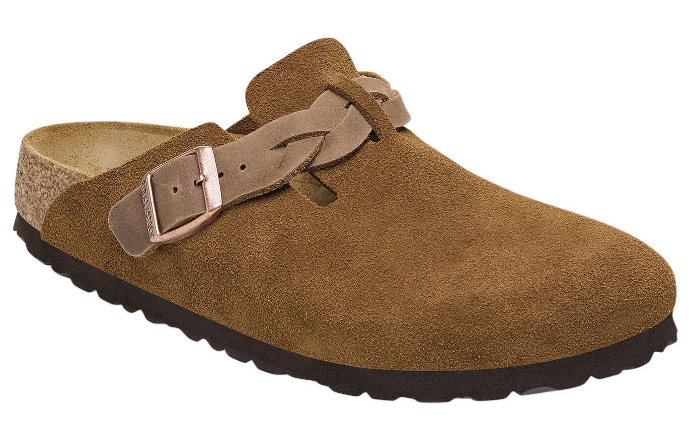 Birkenthtstock Boston Braided Suede Leather Narrow Fit Sandals 'Mink' 1026713