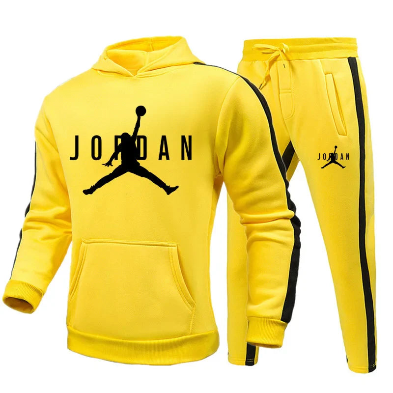 men's pure cotton plus velvet fashion sports suit