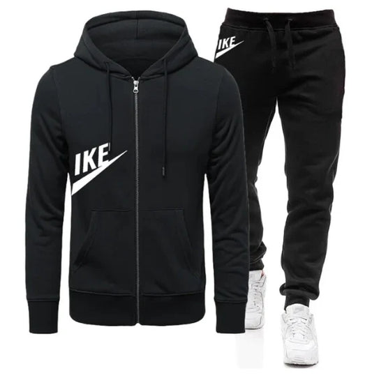 Autumn Winter Unisex Outdoor Sport Hoodies Cotton Fleece Tracksuit 2 Pieces Sets Sweatshirt+Pants Suit Hooded Sportswear S-3XL