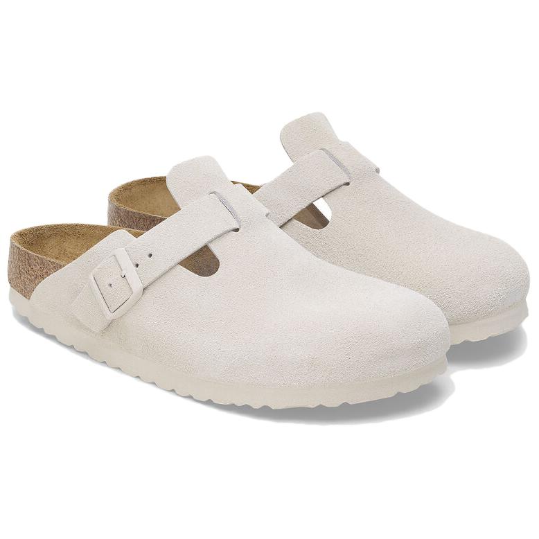 Birkenthtstock Boston Soft Footbed Suede Leather Sandals 'Antique White' 1027667