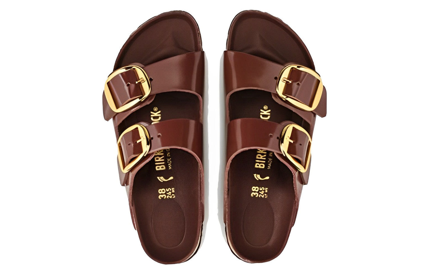 (WMNS) Birkenthtstock Arizona Big Buckle Natural Leather Patent 'Clay Dark brown' 1021388