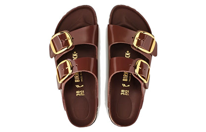 (WMNS) Birkenthtstock Arizona Big Buckle Natural Leather Patent 'Clay Dark brown' 1021388