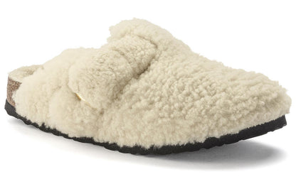 (WMNS) Birkenthtstock Boston Big Buckle Shearling Narrow Fit 'Eggshell' 1025664