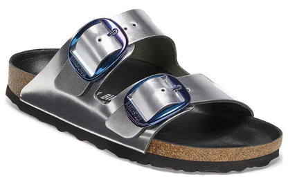 (WMNS) Birkenthtstock Arizona Big Buckle Natural Leather Narrow Fit 'Metalic Silver' 1025357