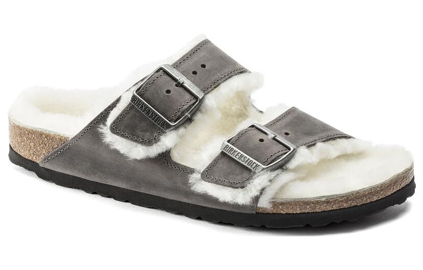 Birkenthtstock Arizona Shearling Waxy Leather Oiled 'Iron' 1021067