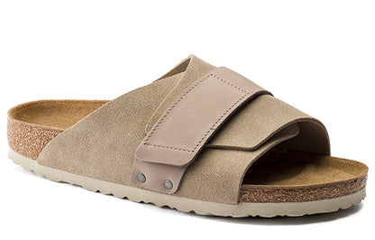 Birkenthtstock Kyoto Nubuk Leather Narrow Fit Slides ' Taupe' 1015573