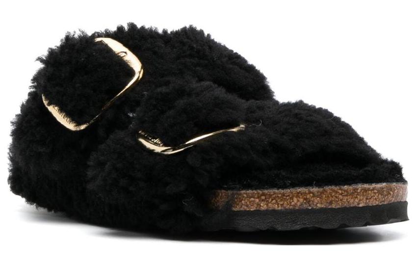 (WMNS) Birkenthtstock Arizona Big Buckle Shearling Narrow Fit 'Black Gold' 1025920
