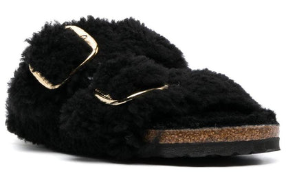(WMNS) Birkenthtstock Arizona Big Buckle Shearling Narrow Fit 'Black Gold' 1025920