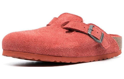 (WMNS) Birkenthtstock Boston Shearling Suede Leather Narrow Fit 'Sienna Red' 1025669