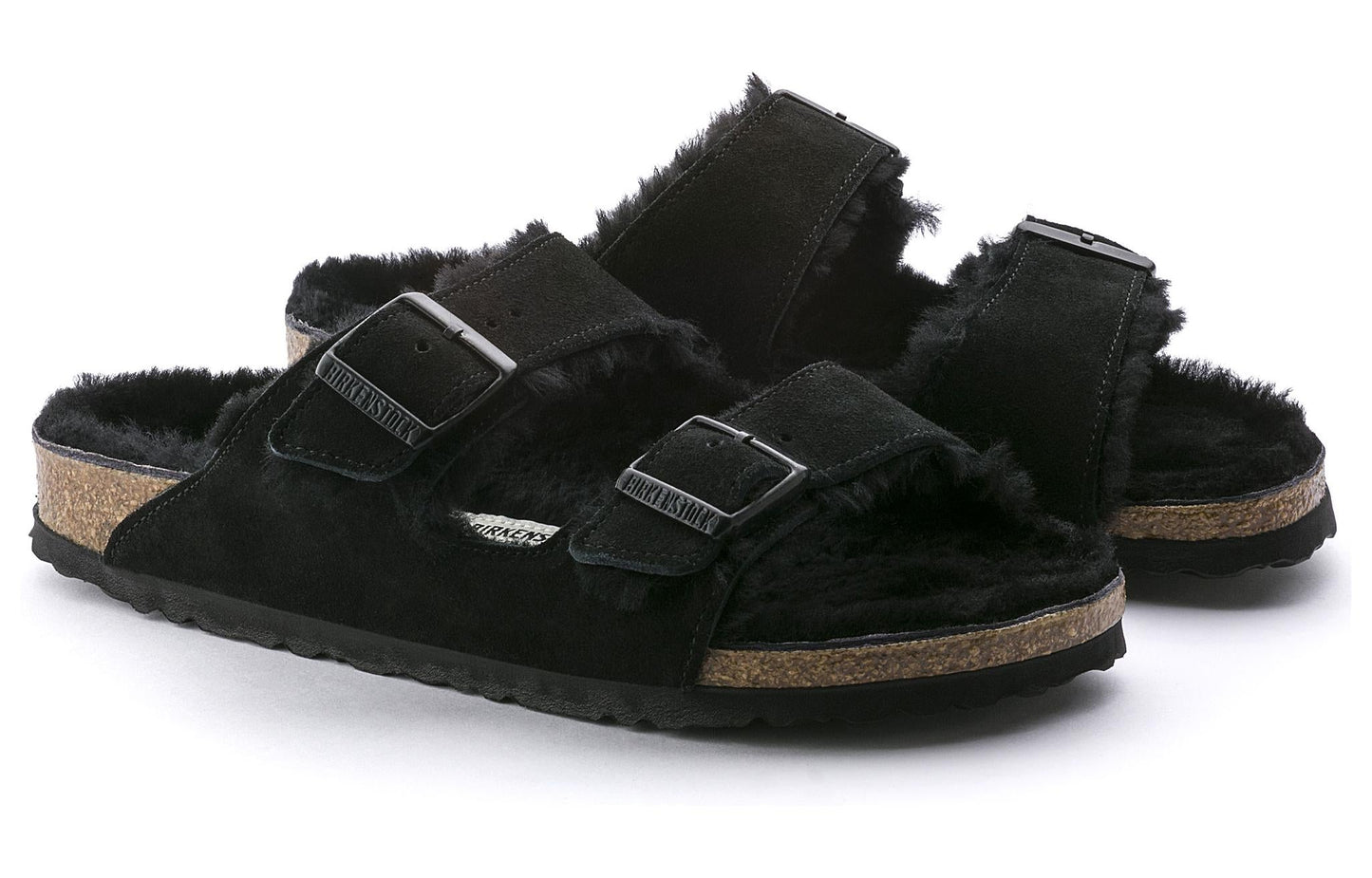 Birkenthtstock Arizona Shearling Suede Leather Narrow Fit 'Black' 0752663
