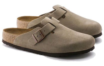 Birkenthtstock Boston Soft Footbed Suede Narrow 'Taupe' 0560773