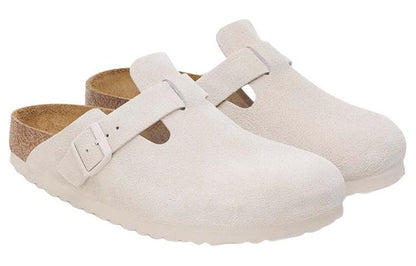 Birkenthtstock Boston Soft Footbed Suede Leather Narrow Fit Sandals 'Antique White' 1027693