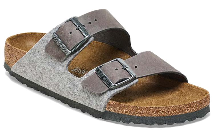 Birkenthtstock Arizona Leather/Textile/Felt Narrow Fit 'Light Grey' 1025735