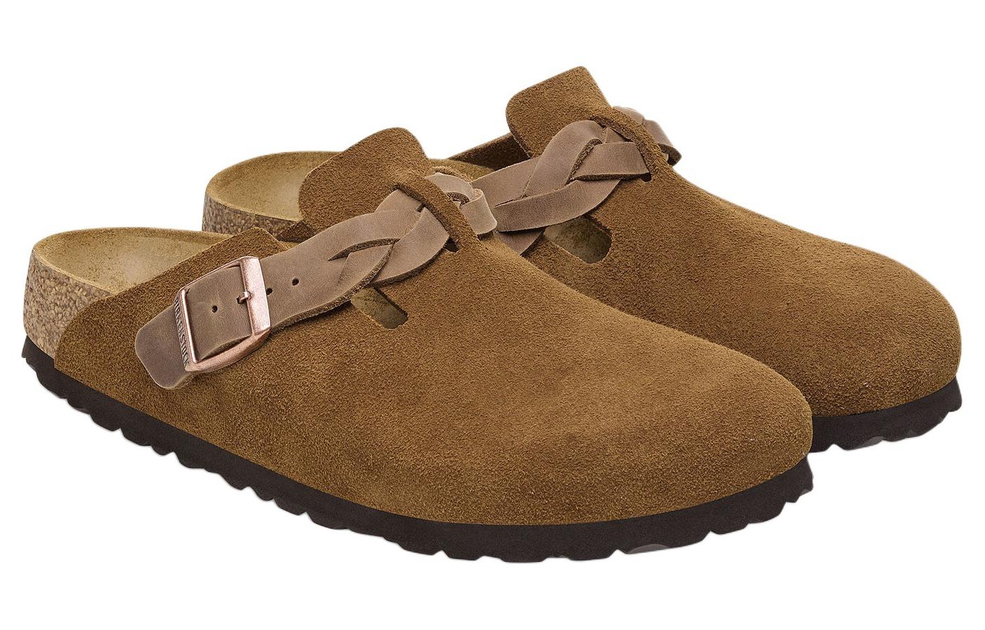 Birkenthtstock Boston Braided Suede Leather Narrow Fit Sandals 'Mink' 1026713