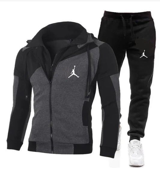 New Men's Jacket Tracksuits Casual Autumn Men Two Pieces Sets Zipper hoodie Gyms Fitness High Quality Print Sportswear Suit Set