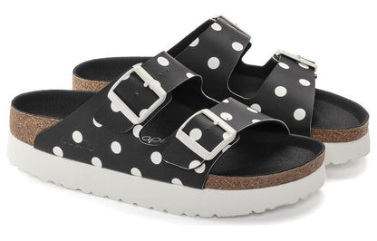 (WMNS) Birkenthtstock Arizona Platform Birko-Flor Narrow Fit 'Black White Dots' 1024598