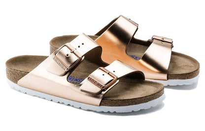 (WMNS) Birkenthtstock Arizona Soft Footbed Natural Leather Narrow Fit 'Metallic Copper' 0952093