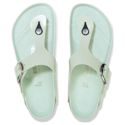 Birkenthtstock Gizeh Big Buckle Natural Leather Patent Narrow Fit Sandals ' High Shine Surf Green' 1026542