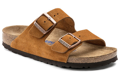Birkenthtstock Arizona Soft Footbed Suede Leather Narrow Fit Slides 'Mink' 1009527