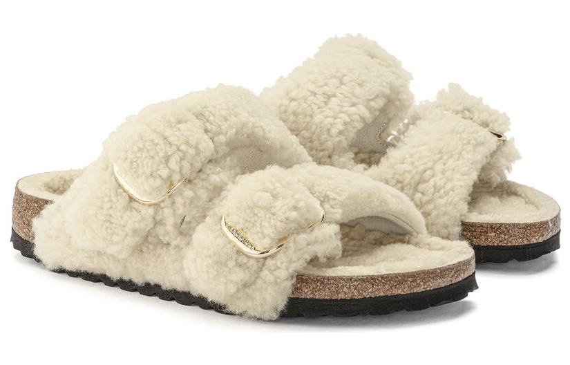 Birkenthtstock Arizona Big Buckle Shearling Narrow Fit 'Teddy Eggshell' 1023130