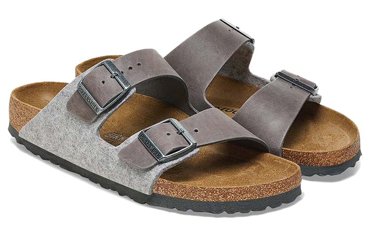 Birkenthtstock Arizona Leather/Textile/Felt Narrow Fit 'Light Grey' 1025735