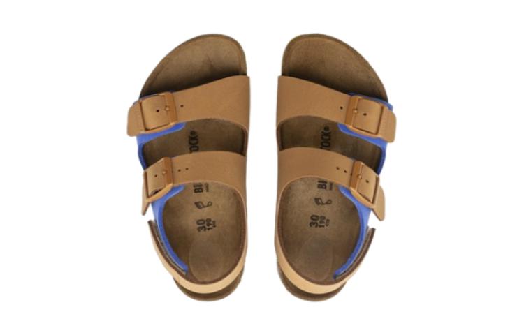 (PS) Birkenthtstock Milano HL Kids Birko-Flor Narrow Fit 'Nubuck Caramel/Ultra Blue' 1024384