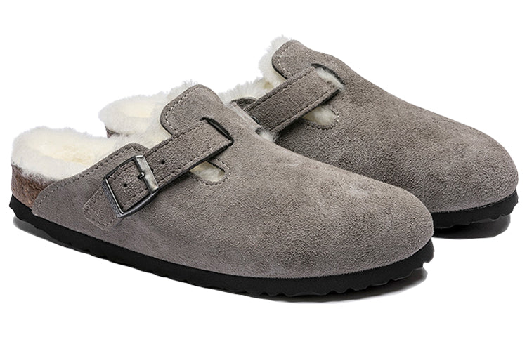 Birkenthtstock Boston Fur Narrow 'Suede Stone Coin Grey' 1017650