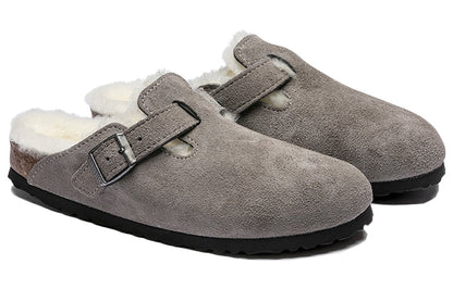 Birkenthtstock Boston Fur Narrow 'Suede Stone Coin Grey' 1017650