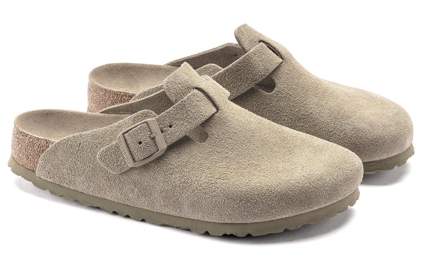 Birkenthtstock Boston Soft Footbed Narrow 'Suede Faded Khaki' 1019108