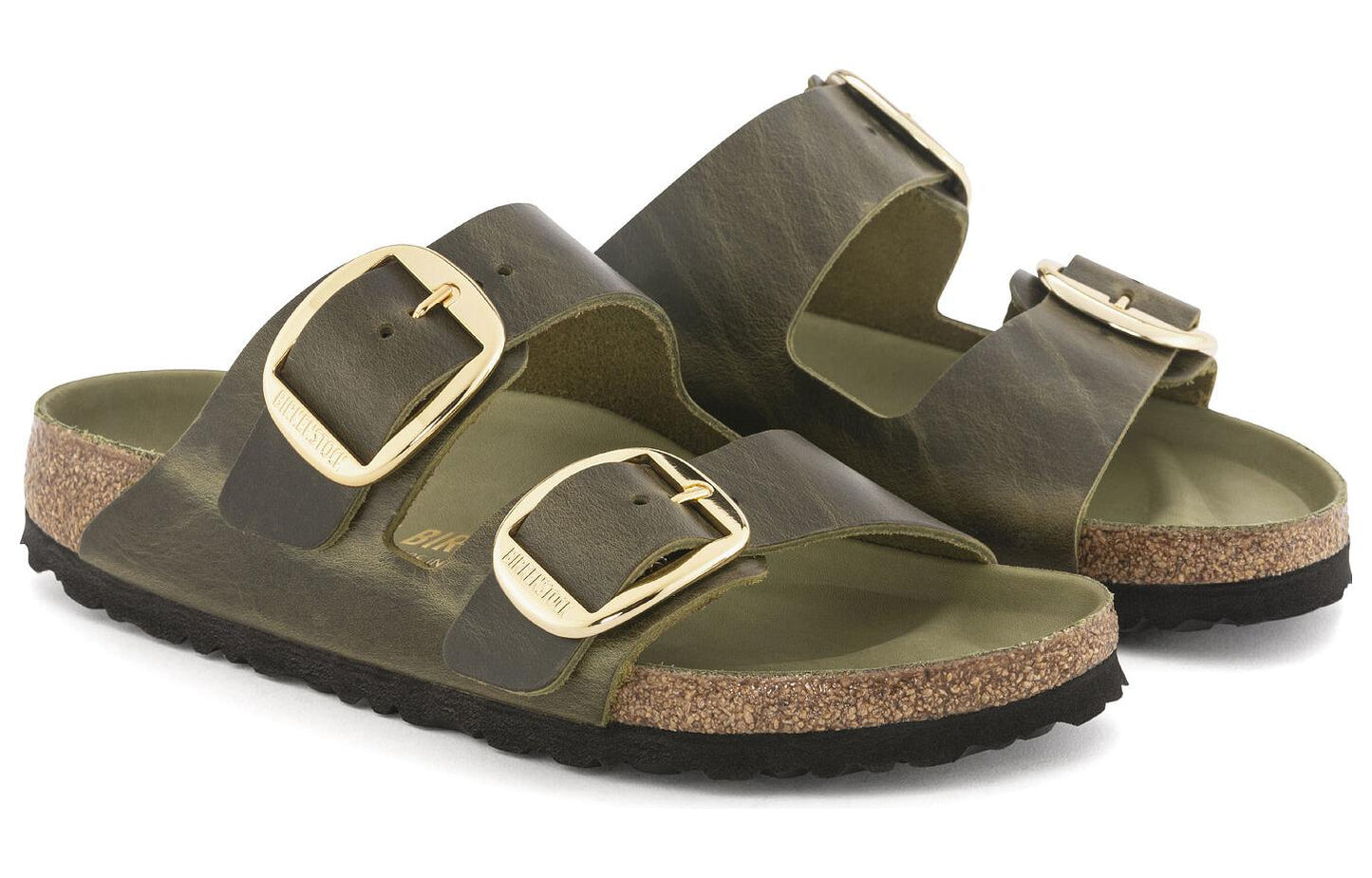 (WMNS) Birkenthtstock Arizona Big Buckle Natural Leather Oiled Narrow Fit 'Olive Green' 1024130