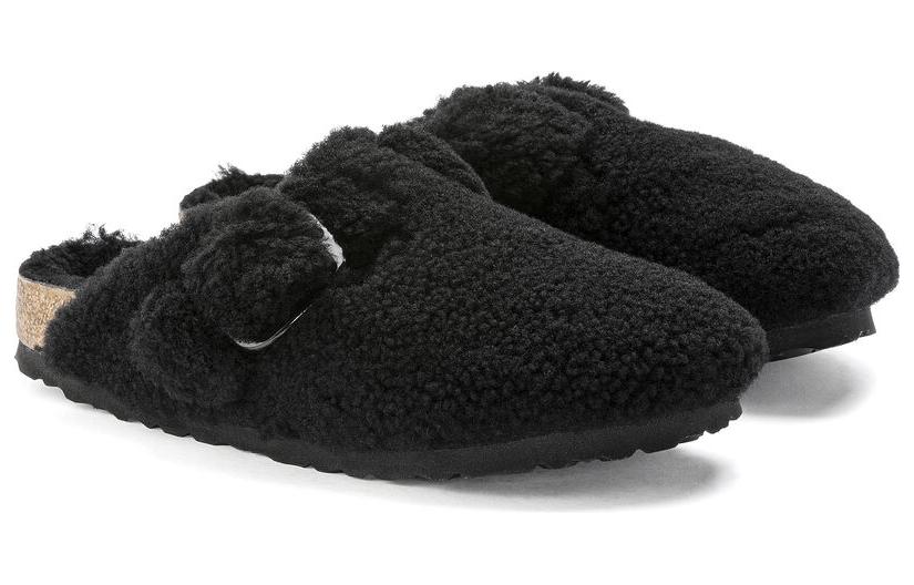 (WMNS) Birkenthtstock Boston Big Buckle Shearling Narrow Fit 'Black' 1025700