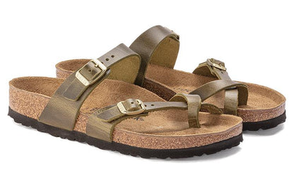 (WMNS) Birkenthtstock Mayari Oiled Leather Narrow Fit 'Olive' 1023350